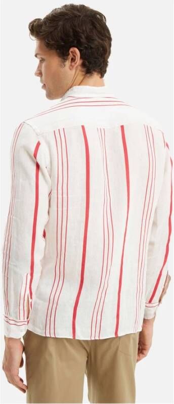 Peninsula Mediterrane Tegelprint Linnen Overhemd White Heren