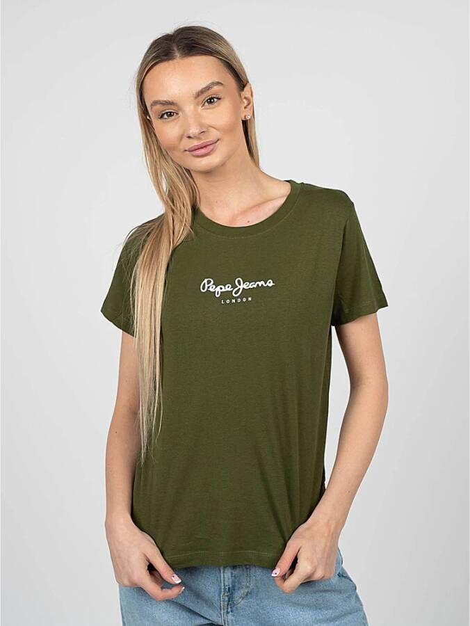 Pepe Jeans Eenvoudig Ronde Hals T-Shirt Groen Dames