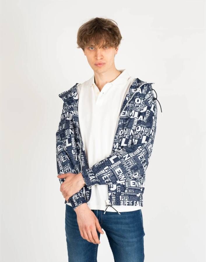 Pepe Jeans Eenvoudige Stijl Jas met Capuchon en Rits Blauw Heren
