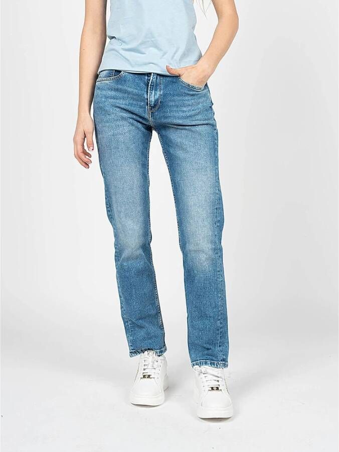 Pepe Jeans Hoge taille jeans met verwassen effect Blauw Dames