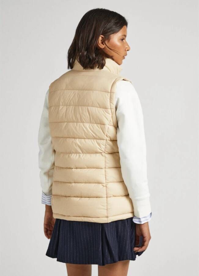 Pepe Jeans Maddie Mousse Gewatteerd Vest L Beige Dames