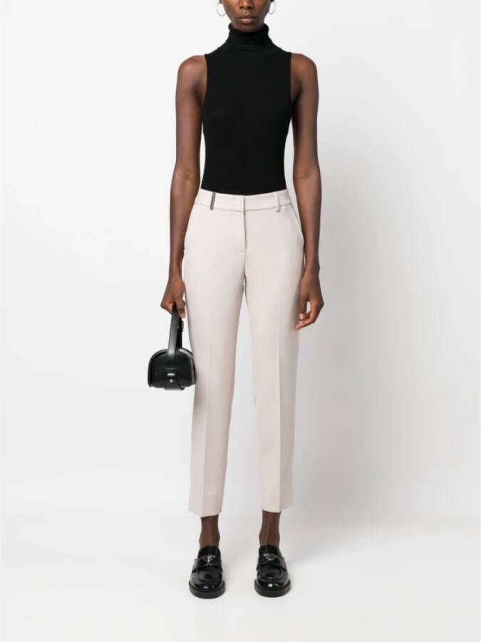 PESERICO Cropped Trousers Wit Dames