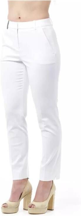 PESERICO Hoge Taille Slim Fit Katoenen Broek Wit Dames
