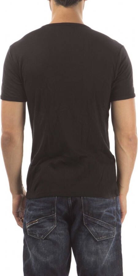 Petrol T-Shirt Basic Ronde Hals Zwart ( 2 pack) Zwart Heren
