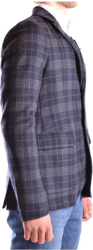 Peuterey Sportjas Multicolor Ruit Tartan Zakelijke Stijl Blauw Heren