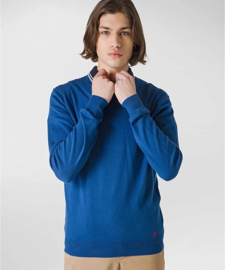 Peuterey Gebreide trui met klein geborduurd logo Blauw Heren