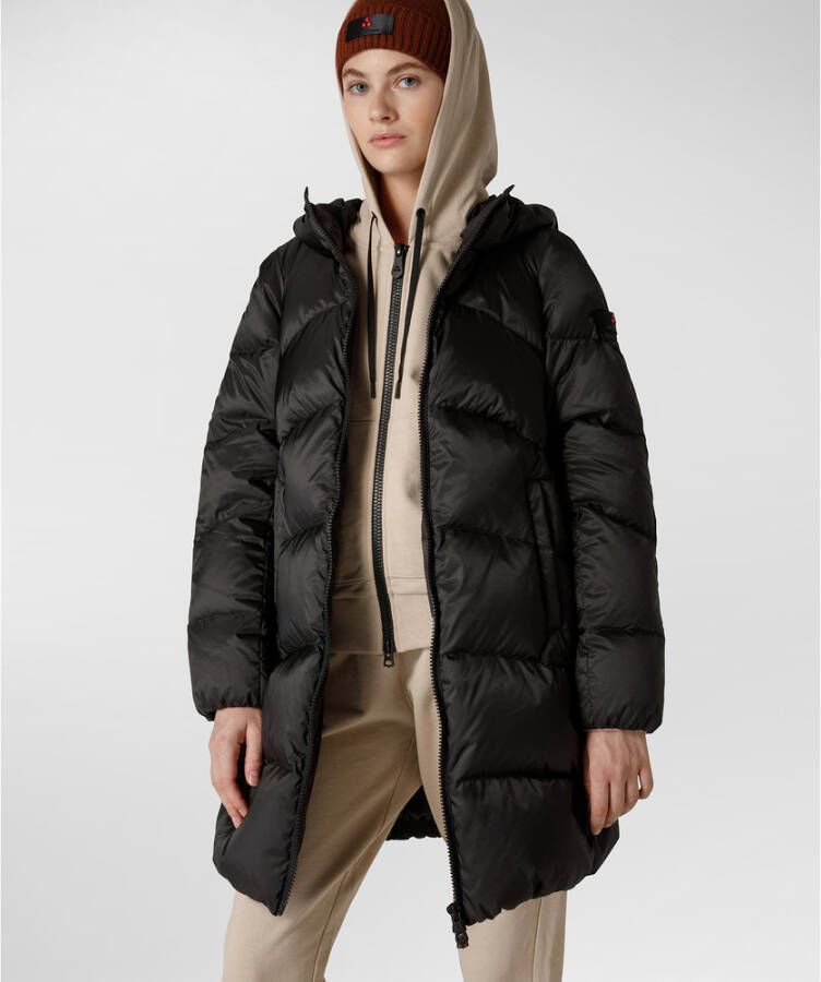 Peuterey Long down jacket in recycled fabric Zwart Dames
