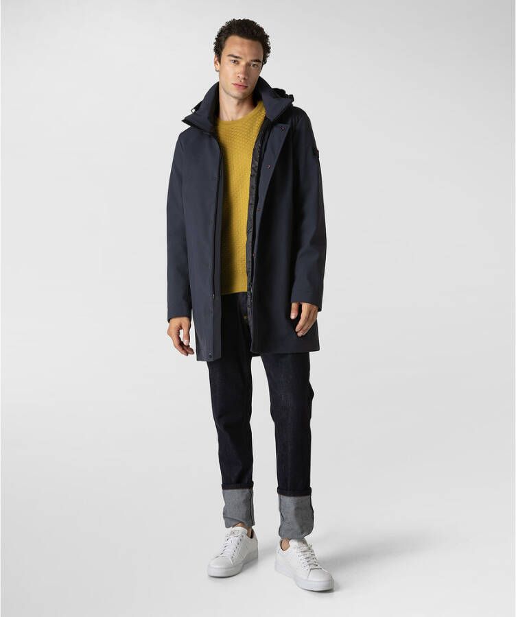 Peuterey Minimalistische Technische Trenchcoat Blauw Heren