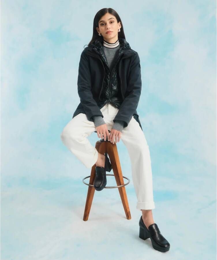 Peuterey Parka jas van bi-stretch stof Blauw Dames