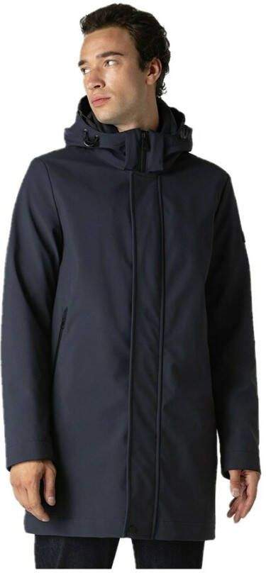 Peuterey Stijlvolle Logo-Patch Parka Blauw Heren