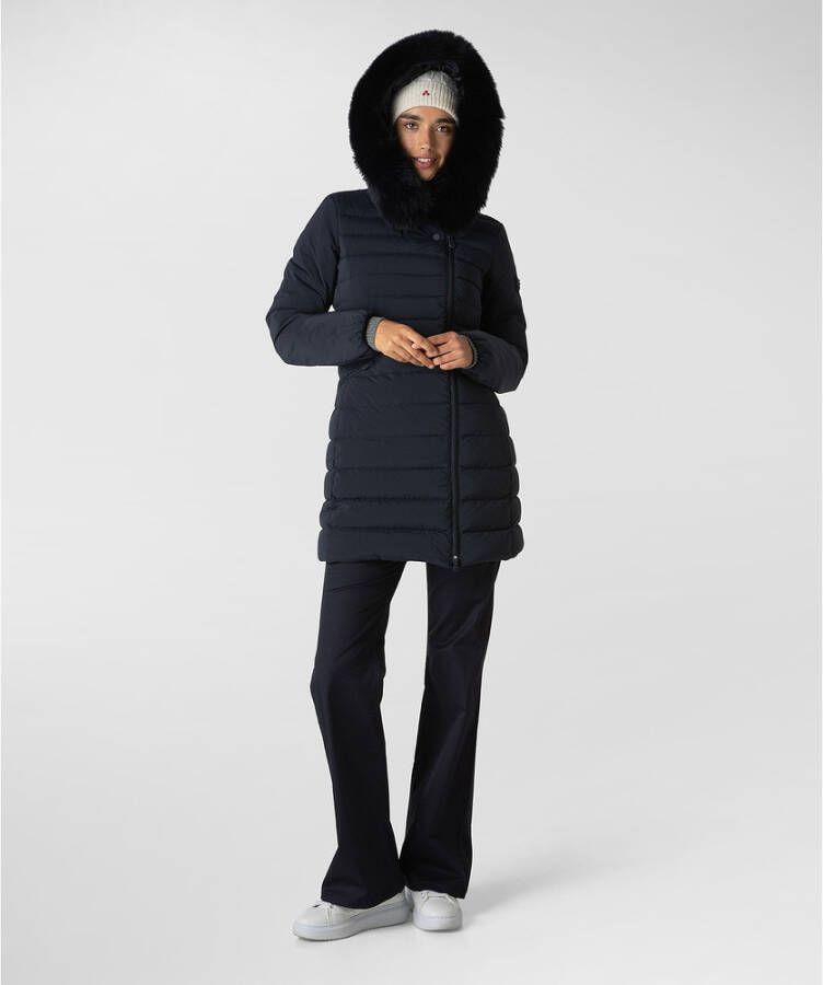 Peuterey Slanke donsjas met bont Blauw Dames