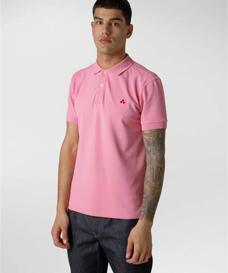 Peuterey Slim Fit Stretch Nylon Polo Shirt Roze Heren