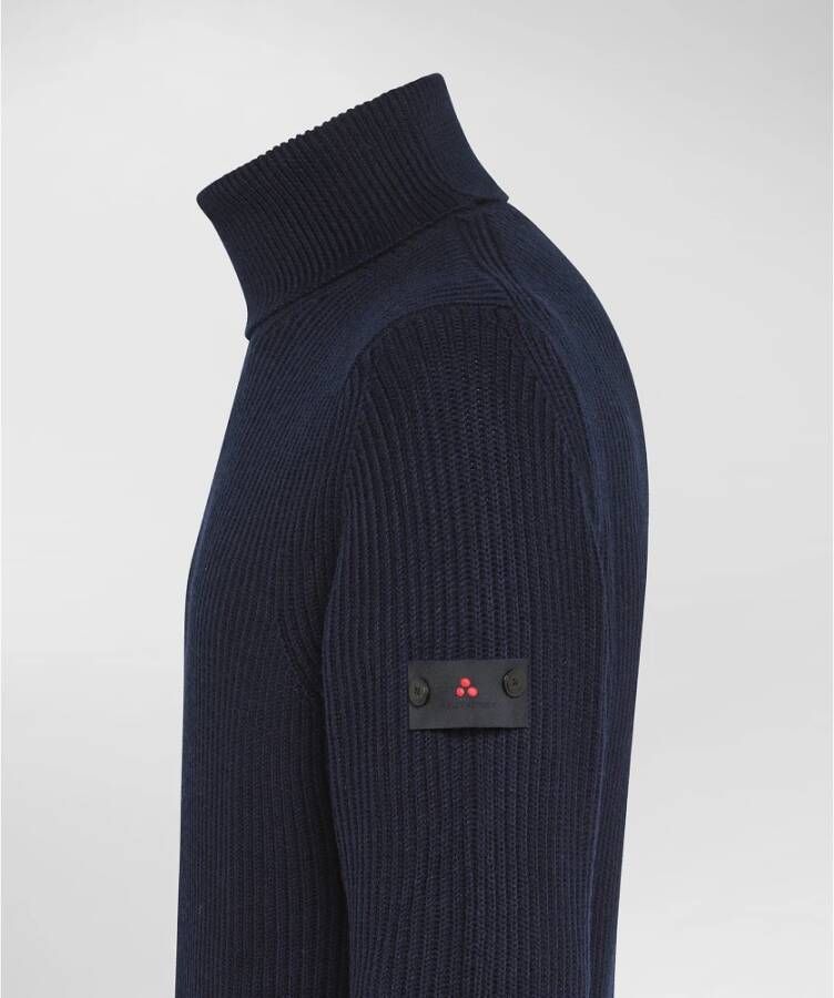 Peuterey Comfortabele Gebreide Blend Trui Blauw Heren