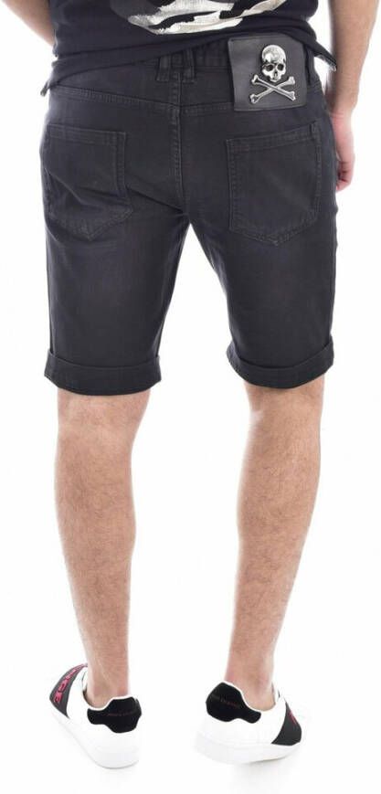 Philipp Plein Bermuda Denim Destroy Shorts voor Heren Zwart Heren