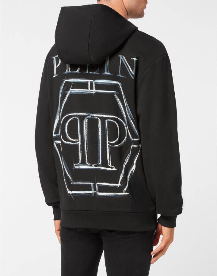 Philipp Plein Mjb2857 Zwarte Hoodie voor Heren Zwart Heren