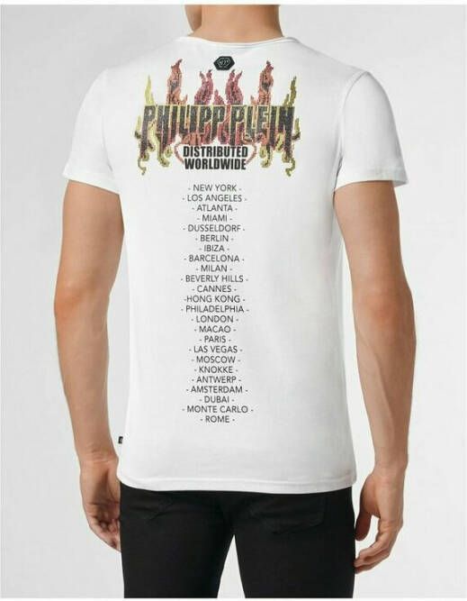 Philipp Plein Round Neck SS Flame T-shirt Wit Heren