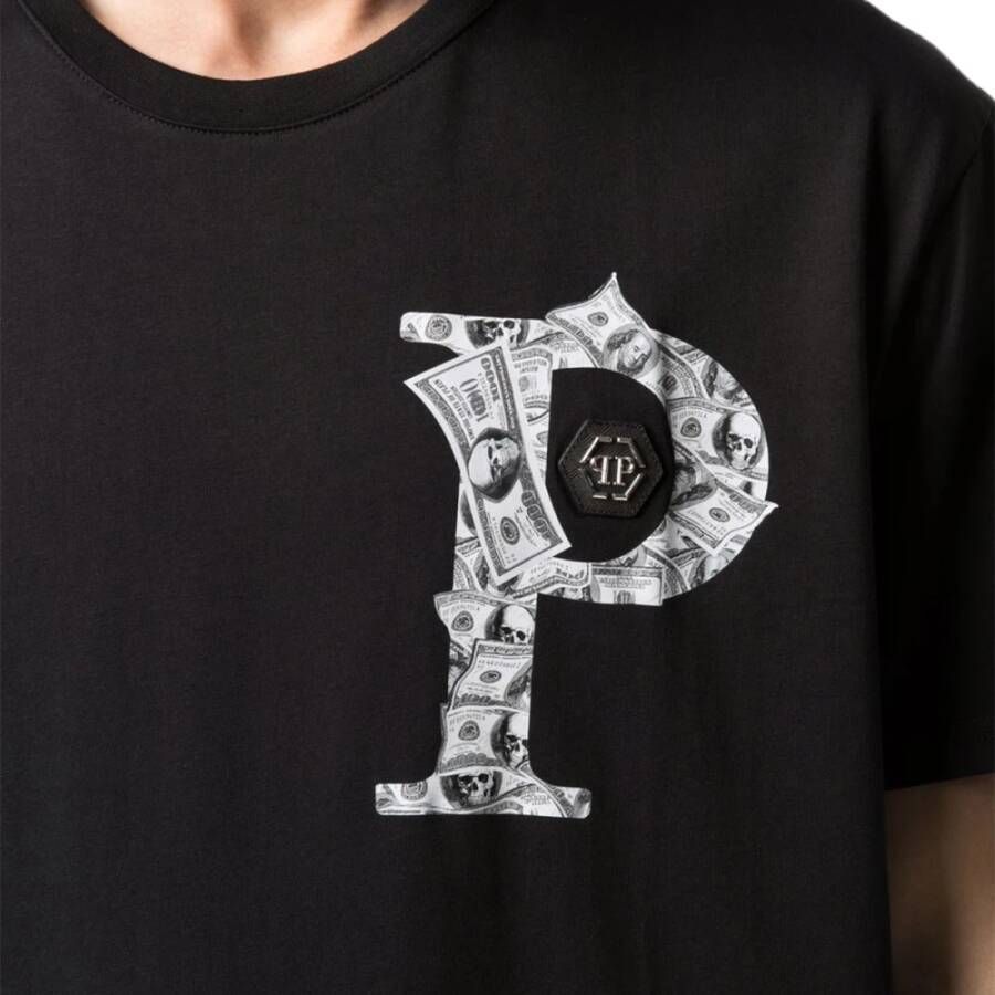 Philipp Plein T-shirt Round Neck SS Money Black Heren