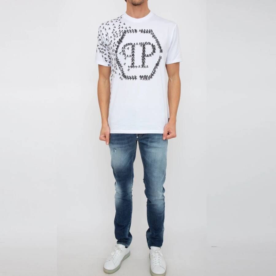 Philipp Plein Klassiek Katoenen T-Shirt voor Heren Wit Heren
