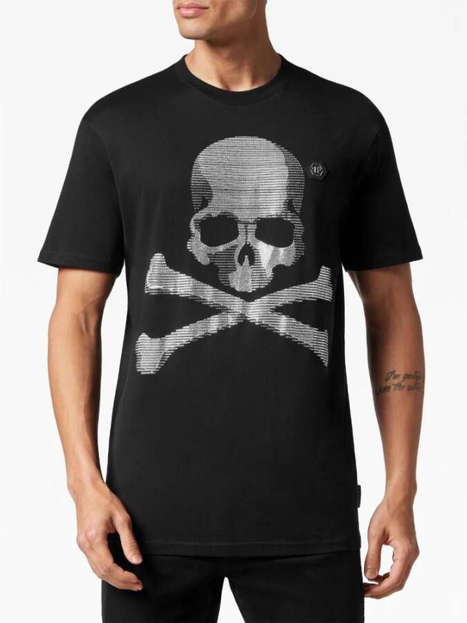 Philipp Plein Zwart Skull&Bones Ronde Hals T-Shirt Black Heren