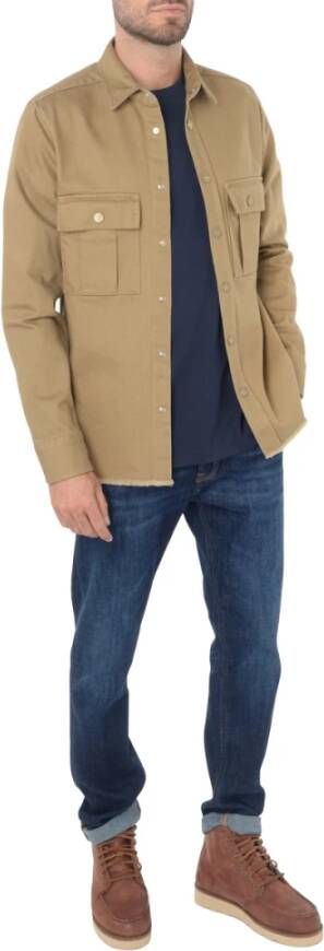 Philippe Model Khaki Katoenen Jas Shirt voor Heren Beige Heren