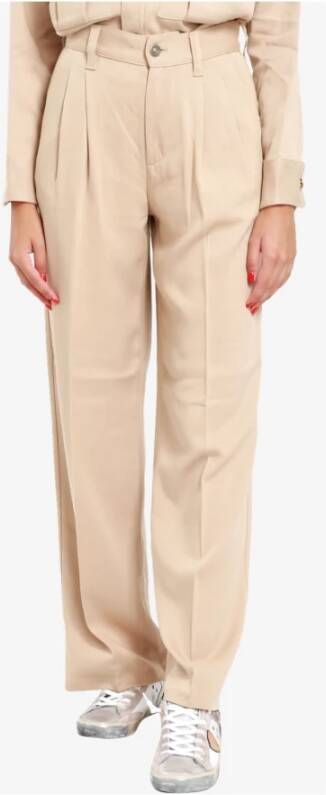 Philippe Model Stromende Stof Hoge Taille Broek Bruin Dames