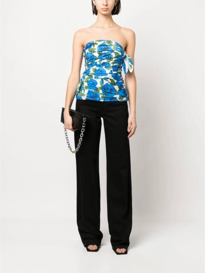 Philosophy di Lorenzo Serafini Fantasia Avorio Off-The-Shoulder Top Blauw Dames