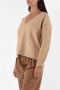 Pinko Beige V-Hals Trui met Logo Beige Dames - Thumbnail 5