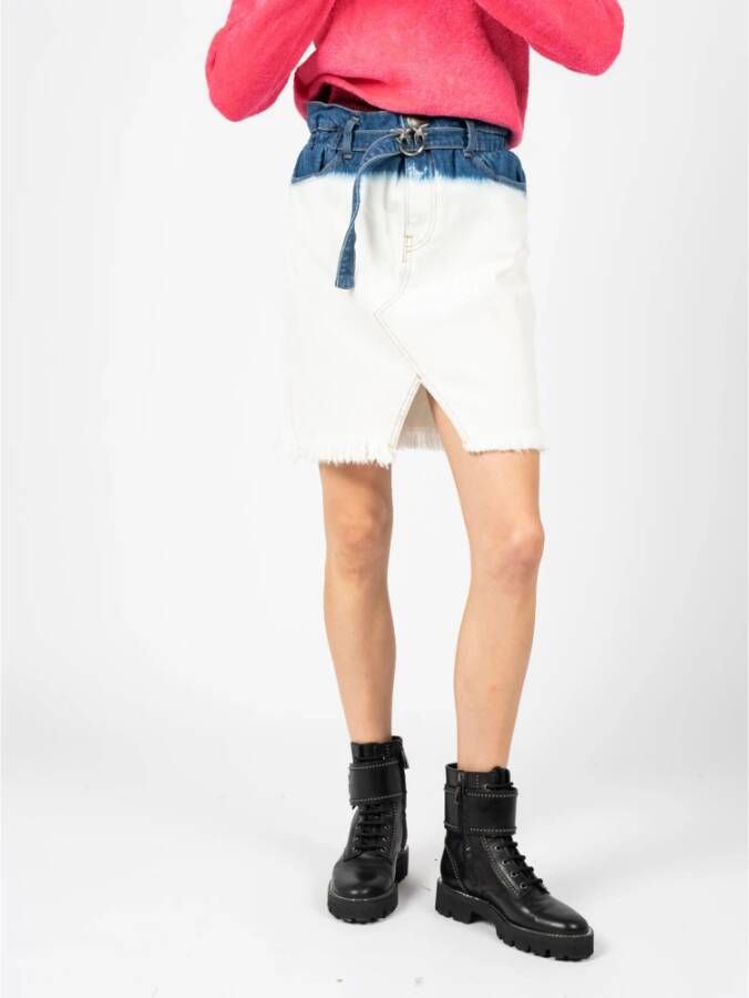 pinko Aansluitende Mini Denim Rok Wit Dames