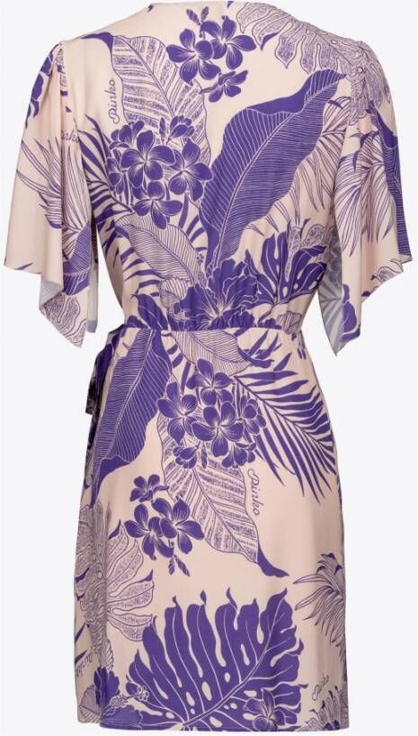 pinko Accolto Abito Marocaine Stampa Tropical Paars Dames