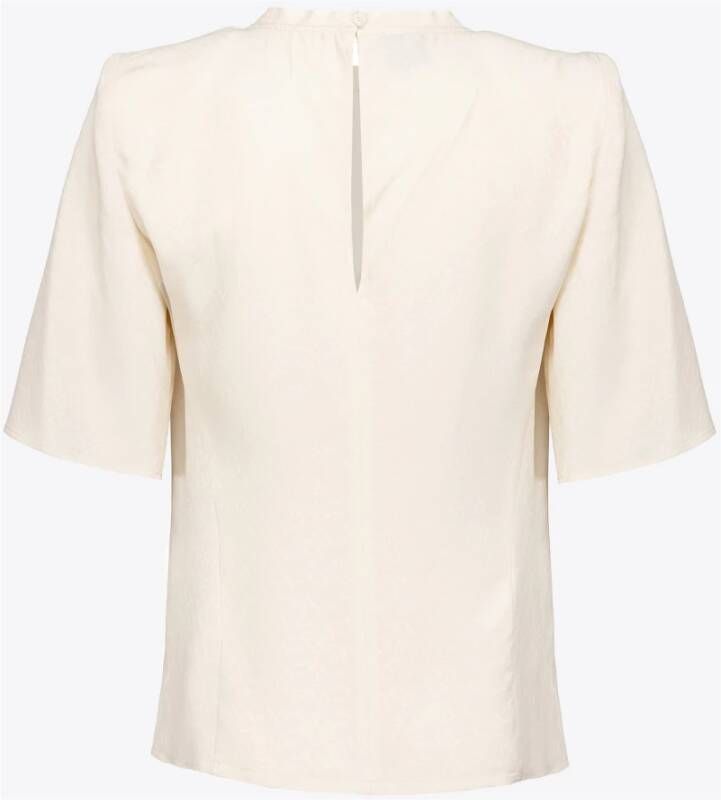 pinko Baffuto Blusa Crepe DE Chine Jacquard Logo Wit Dames
