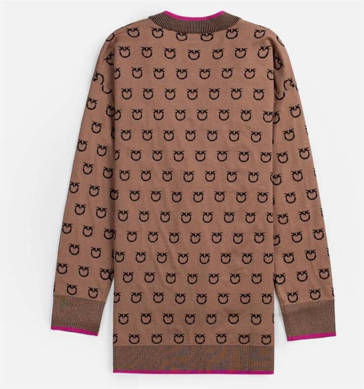 pinko Beige Cardigan met Fuchsia Details Bruin Dames