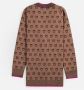 Pinko Bruine Gebreide Cardigan met Contrasterende Borduursels Bruin Dames - Thumbnail 7
