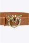 Pinko Hoog taille leren riem met Love Birds Diamond Cut gesp Brown Unisex - Thumbnail 3