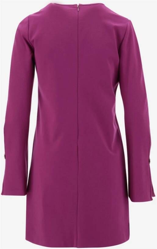 Pinko Korte Stretch Viscose Jurk met Bell Mouwen en Metalen Knoopdetails Purple Dames