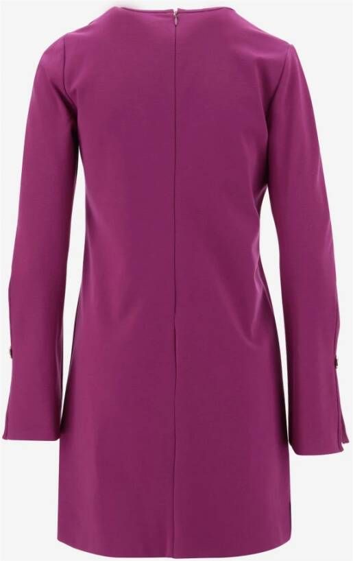 Pinko Korte Stretch Viscose Jurk met Bell Mouwen en Metalen Knoopdetails Purple Dames