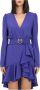 Pinko Blauwe V-hals Feestjurk met Love Birds Gesp Blue Dames - Thumbnail 5