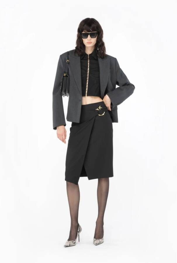 pinko Fancy Poli-Viscose Rok Black Dames