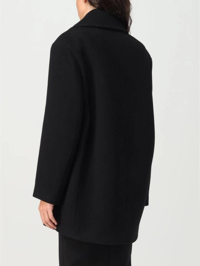 pinko Gemengde Wol Caban Jas Zwart Dames