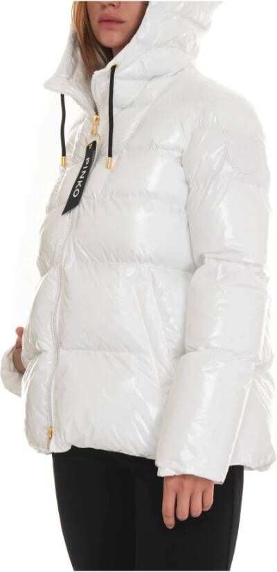 pinko Gewatteerde jas met vaste capuchon en uitlopend ontwerp Wit Dames