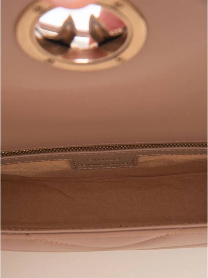 pinko Gewatteerde Mini Tas met Ketting Schouderband Beige Dames