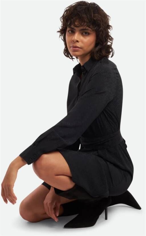 pinko Klassieke Kraag Midi Jurk Black Dames
