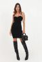 Pinko Korte Zwarte Viscose Jurk met Monogram Patroon Black Dames - Thumbnail 2