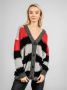 Pinko Lange Cardigan met V-hals en Versleten Randen Rood Dames - Thumbnail 2