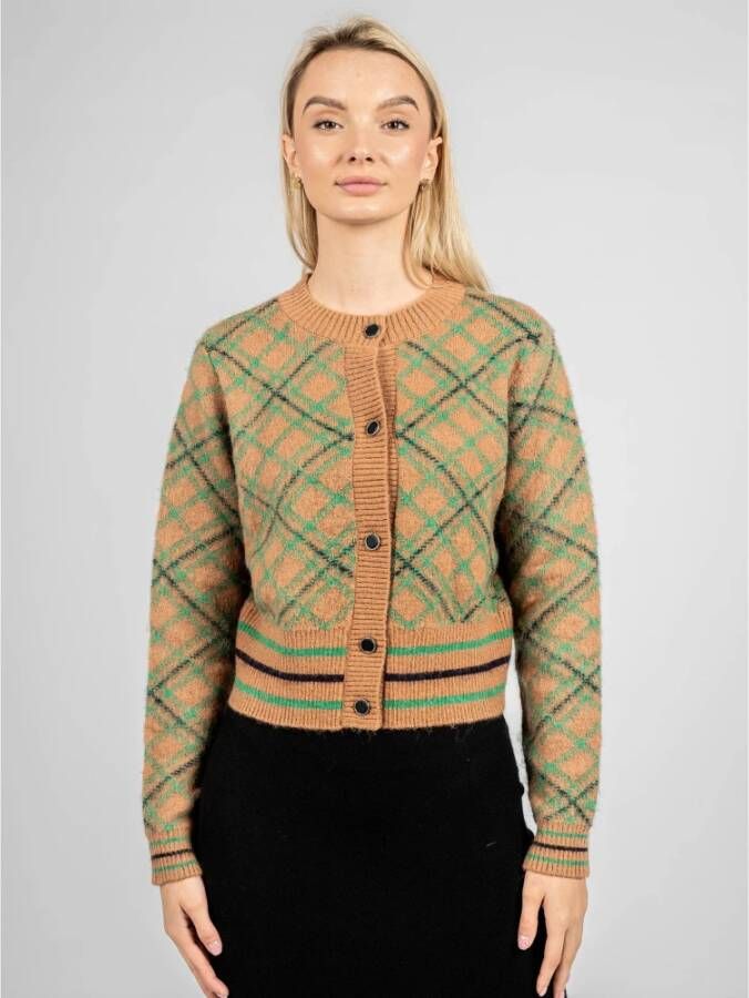 pinko Losse Geruite Cardigan Groen Dames