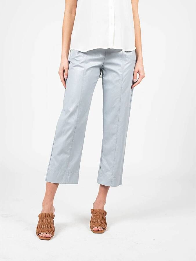 pinko Loszittende broek met hoge taille van imitatieleer Blauw Dames