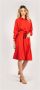 Pinko Midi Jurk met Knoopsluiting en Kraag Rood Dames - Thumbnail 2