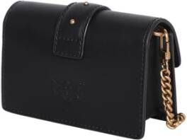 Pinko Crossbody bags Love One Schwarze Leder Umhängetasche 100064 in zwart