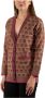 Pinko Bruine Gebreide Cardigan met Contrasterende Borduursels Bruin Dames - Thumbnail 8