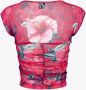 Pinko Hibiscus Bloemenprint Crop Top Pink Dames - Thumbnail 2
