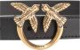 Pinko Smalle leren riem met Love Birds Diamond Cut gesp Zwart Dames - Thumbnail 2